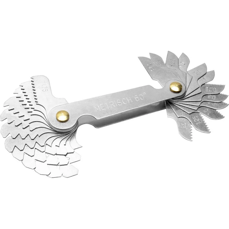 Dasqua 1501-1024 Radiuslehre metrisch 0.25 - 7mm, Präzisionsmesslehre für Gewinde mit Edelstahl-Gehäuse und Ledertasche