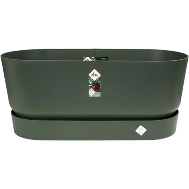 elho Greenville Trough 80 - Übertopf für Außen - 100% recyceltem Plastik - Ø 78.0 x H 33.5 cm - Grün/Laubgrün