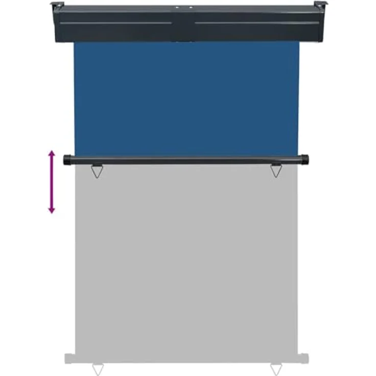 Vidaxl Balkon-Seitenmarkise 120 × 250 cm Blau, UV-beständig, automatisches Zurückrollen, Montage an Wand und Decke – Bild 5