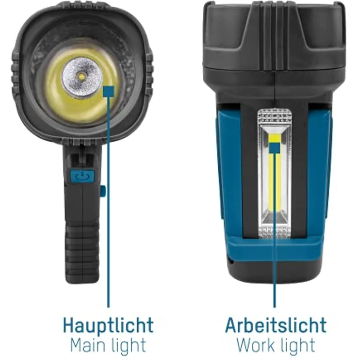 ANSMANN LED Handscheinwerfer superhell & große Leuchtweite 200m, lange Leuchtdauer 8h, Standfuß, Pistolengriff, Handleuchte ideal für Camping, Arbeit, Werkstatt, KFZ, Jagd, Angeln, Wandern – Bild 2