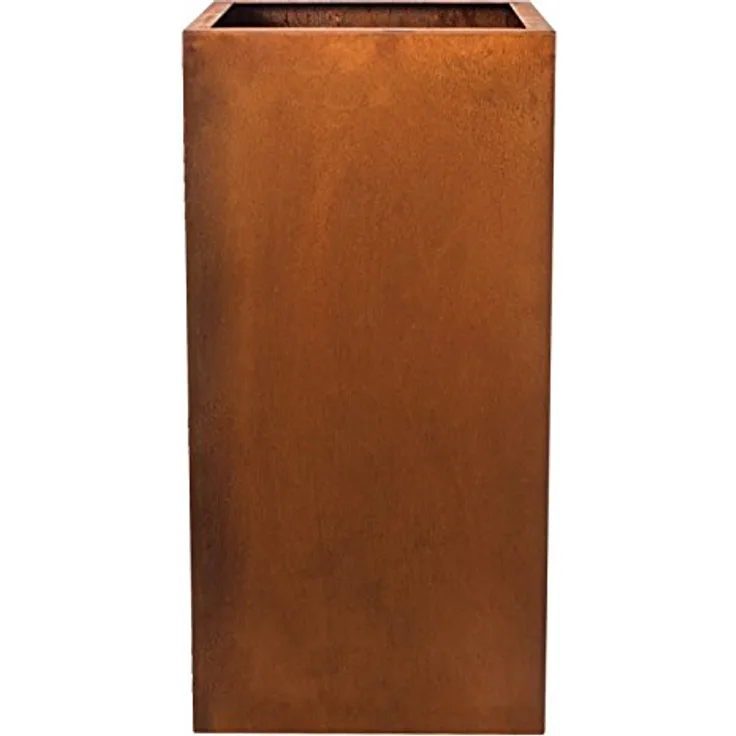 Köhko® Designer-Blumenkübel aus Cortenstahl Viva 36 x 36 x 75 cm | Pflanztopf in Edelrost-Optik, für Garten und Terrasse