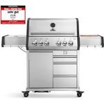 BURNHARD Gasgrill Earl Parent, Gas Grill mit drei Schubladen, UV-beständiger Abdeckhaube, Gasgrill 4 Brenner Heckbrenner - Gasgrill mit Grillwagen