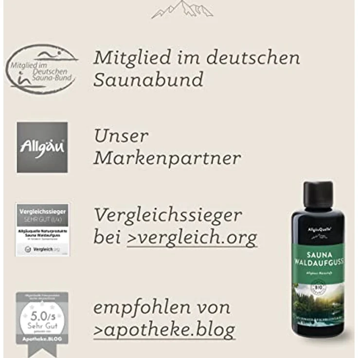 AllgäuQuelle Saunaaufguss, 100% reine Bio Öle mit Alpenzirbe, Fichte, Latschenkiefer und Minze, 100ml – Bild 3