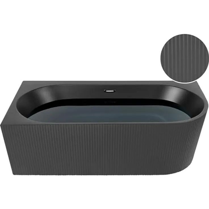 Beliani, Badewanne GOCTA (280 l, 80 cm), mattschwarz, für zwei Personen geeignet