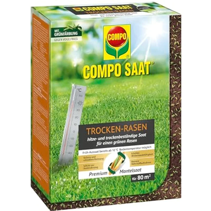 COMPO SAAT Trocken-Rasen, Hitze- und trockenverträgliche Rasensamen für sonnige Standorte, 2 kg für 80 m²