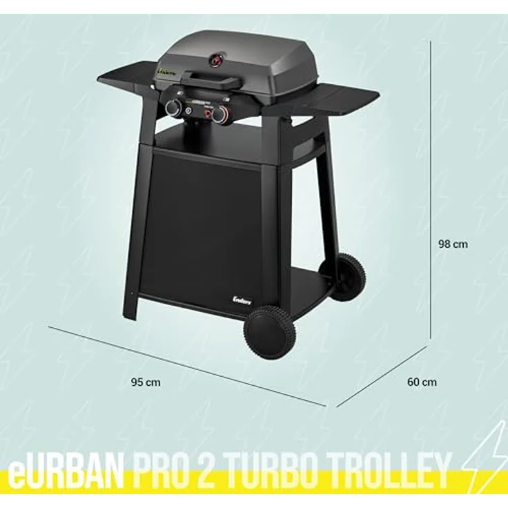 Enders eUrban Pro 2 Turbo Mobil, Elektrogrill mit 2,2 kW Leistung, emailliertem Gussrost und Trolley – Bild 3