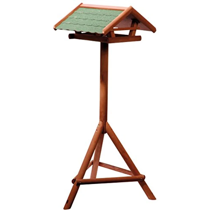 dobar® Vogelfutterhaus Panorama Gr. L mit Bitumendach inkl. Ständer - Vogelhaus für Wildvögel - 44 x 44 x 121,5 cm - Braun-Grün – Bild 2