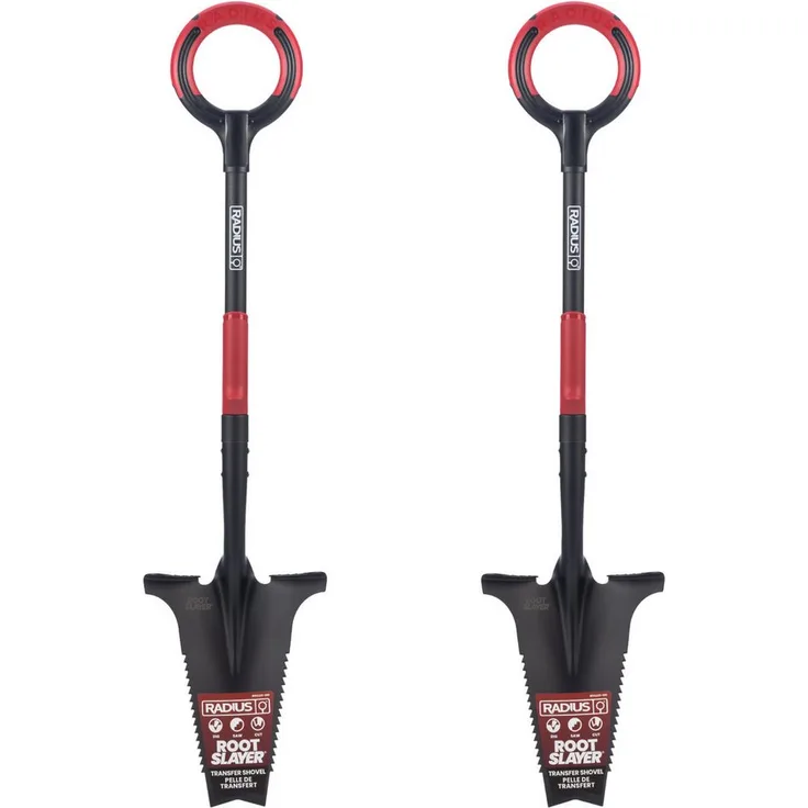 Root Slayer® Spaten 2.0 Radius Pro, ergonomischer Multifunktionsspaten mit Zähnen zum Wurzelschneiden, 113 cm, Kohlenstoffstahl, 1er oder 2er Pack