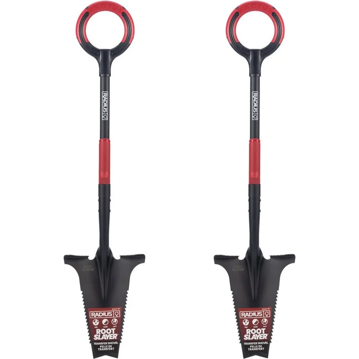 Root Slayer® Spaten 2.0 Radius Pro, ergonomischer Multifunktionsspaten mit Zähnen zum Wurzelschneiden, 113 cm, Kohlenstoffstahl, 1er oder 2er Pack