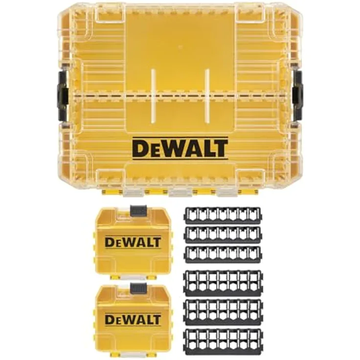 Dewalt Mittlerer toughcase™ Koffer, inklusive 2 Schüttboxen und 6 Halterungen für 25mm und 57mm Schrauberbits, leer zum Nachfüllen, DT70803-QZ
