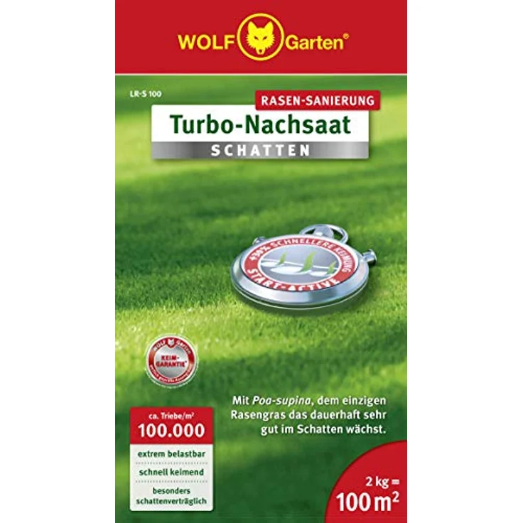 WOLF-Garten Turbo-Nachsaat Schatten Rasen 2 kg für 100m² LR-S100 – Bild 4