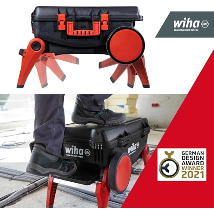 Wiha Werkzeugkoffer Profi XXL 4 electric (45734) - 82 tlg., Elektriker Werkzeugkoffer mit Trolley-Funktion, stabiler Tritt, Farbe: blau – Bild 2