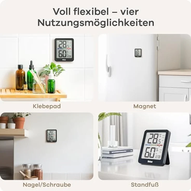 Mebus 11115 Thermo-Hygrometer, digitales Hygrometer mit Temperaturanzeige in °C/°F, schwarz – Bild 4