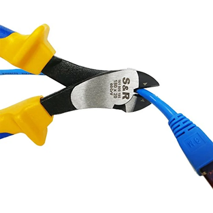 S&R Kraft-Seitenschneider 180 x 20 mm, Cr-V, induktionsgehärtet, hitzegehärtet, mit Mehrkomponenten-Hüllen, für präzises Schneiden bis 4 mm Draht – Bild 3