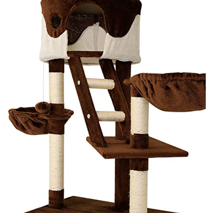 lionto Kratzbaum XXL Kletterbaum Katzenkratzbaum Katzenbaum höhenverstellbar 230-250 cm, braun/beige – Bild 3