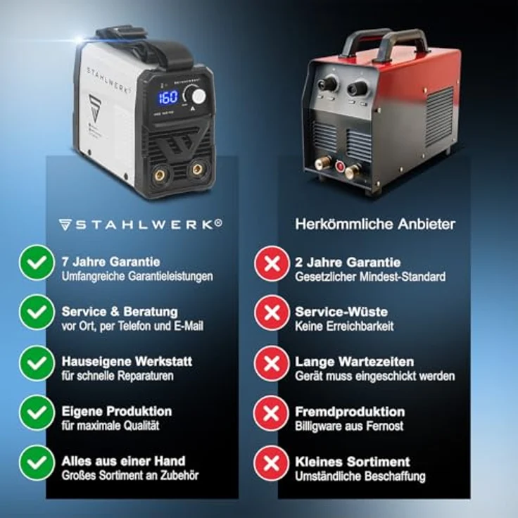 STAHLWERK ARC 160 MD - DC Schweißgerät, 160 Ampere Vollausstattung für MMA und WIG, inkl. Schutzhülle und Schweißhelm ST-450R – Bild 11