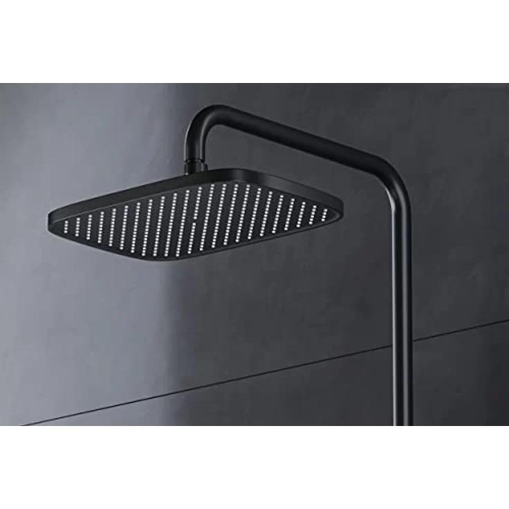Bernstein Duschsystem BS371, Schwarz matt, inkl. Duschkopf und Handbrause, Thermostat, Ablagefläche, rund oder eckig – Bild 4