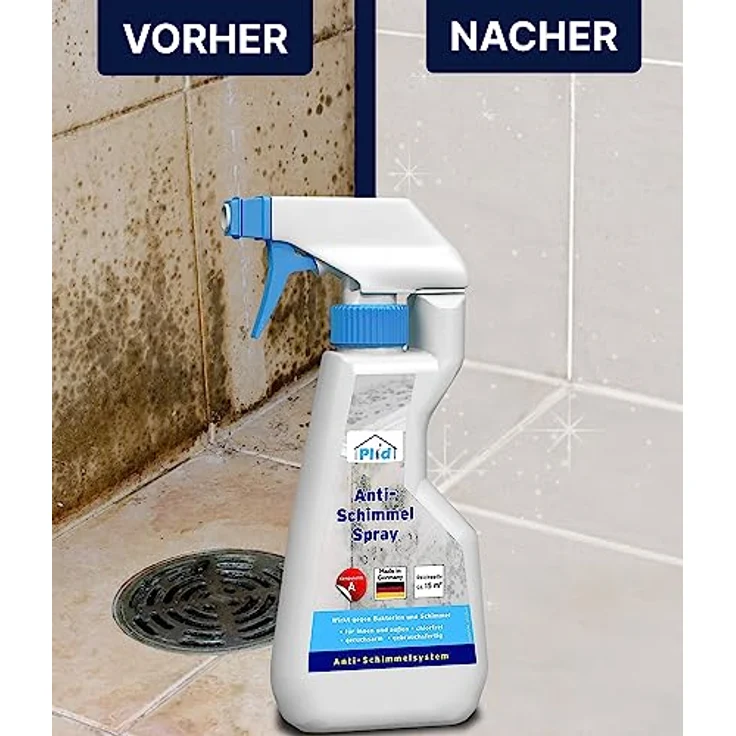 PLID® Schimmelentferner Wand Innen & Aussen chlorfrei [1,5L] - Anti Schimmel-Spray - Textil Schimmelentferner Polster Auto Stoff - Mould Cleaner Fenster - Schimmelentferner Fliesenfugen Silikonfugen – Bild 4