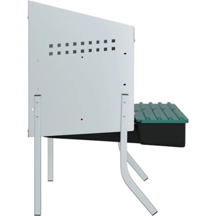 vidaXL Hühnerstall Hühner-Nistkasten 2 Fächer, verzinkter Stahl mit flexibler Beinhöhe, Silber/Dunkelgrün/Schwarz – Bild 6