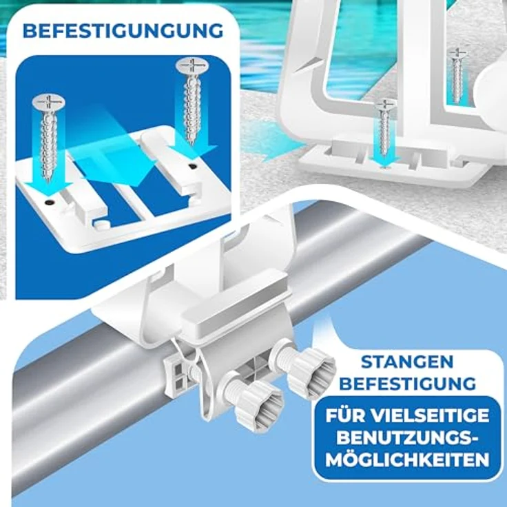 KESSER Pool Aufroller Premium Aufrollsystem 1,05m - 6,15 m für Solarplane mobiles Aufrollvorrichtung für Poolplane & Abdeckung inkl. Bänder witterungsbeständiges Material Silber - Weiß – Bild 6