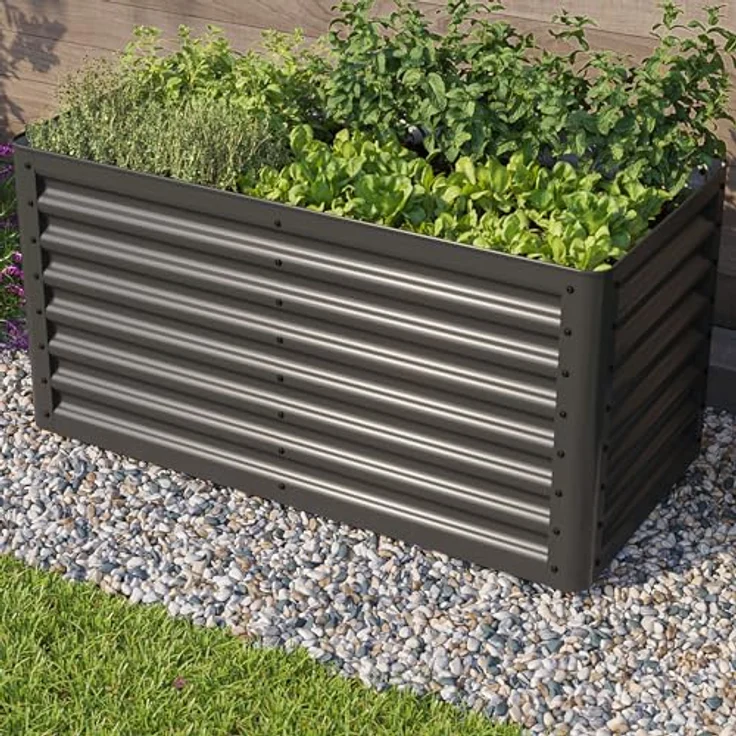 GFP PRIMEYARD Hochbeet LUCA anthrazit Stahlkonstruktion 120x60x60 cm, preisgünstig, edles Design, robuste Stahlkonstruktion, einfache Montage – Bild 2