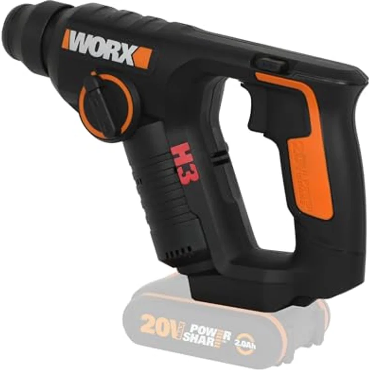 WORX WX394.91 Akku Bohrhammer 20V Max pneumatisch SDS-plus ohne Akku & Ladegerät – Bild 5