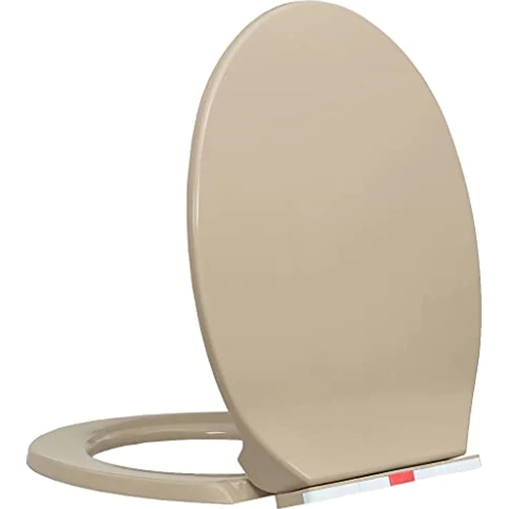 vidaXL Toilettensitz Oval mit Absenkautomatik und Schnellverschluss, Beige, Polypropylen, 42,5 x 35 cm – Bild 3