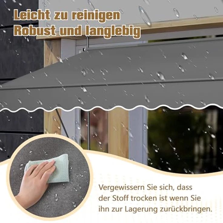 Thanaddo Klemmmarkise Balkonmarkise, UV-Beständig & Wasserdicht, Höhenverstellbar, Anthrazit – Bild 6