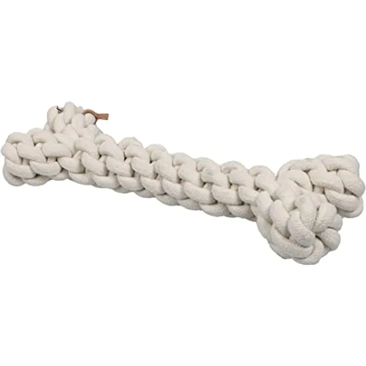 D&D Home, Hundespielzeug mit Zahn und Rope Toy L – 30 cm Beige, Spielzeug, 100% Baumwolle, trägt zu gesunden Zähnen und Zahnfleisch, ideal zum Ziehen, Spielseil in Knochenform