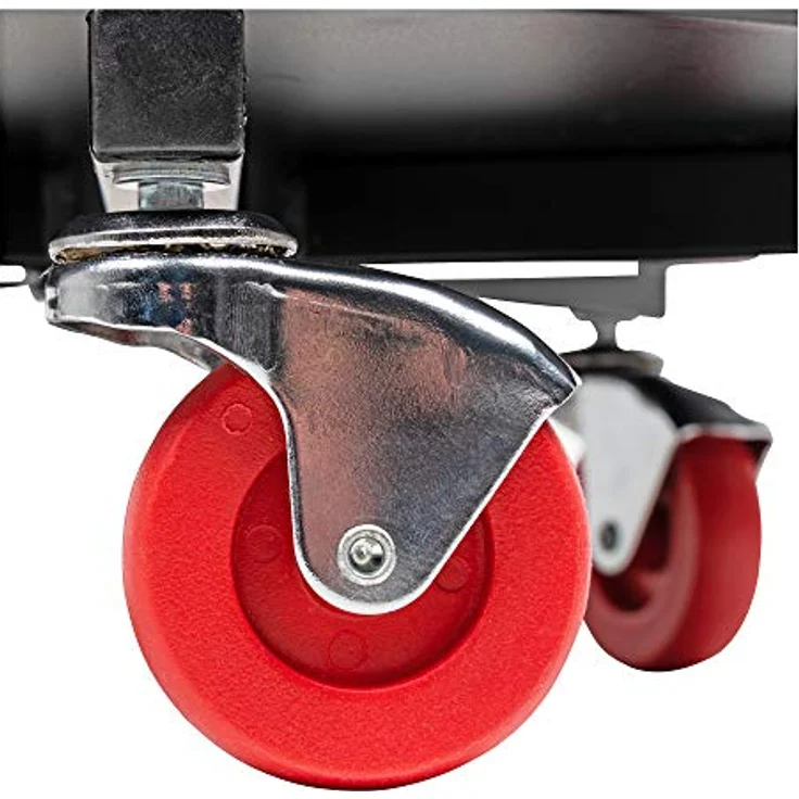 STIER Rollhocker für die Werkstatt, höhenverstellbar 380-510 mm, Drehhocker mit gepolsterter Sitzfläche und 360°-Werkzeugablage, stabile Bauweise, 5 Rollen – Bild 4