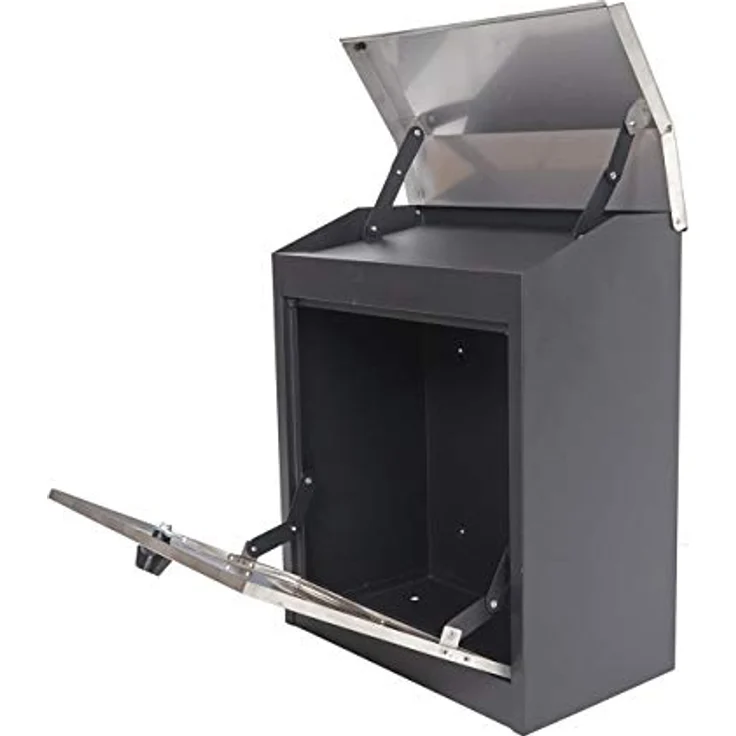 PROREGAL XXL Briefkasten, abschließbar, pulverbeschichtet, schwarz-Edelstahl, HxBxT 52x44x25cm, geeignet für Päckchen und Büchersendungen – Bild 3