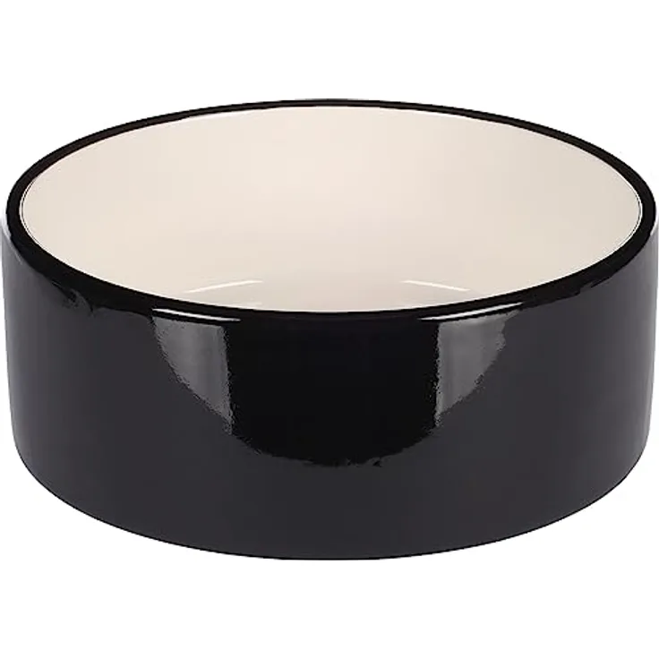 Fressnapf für Hunde und Wasser, Keramik, rund, 900 ml, 16,5 x 6,5 cm, Schwarz