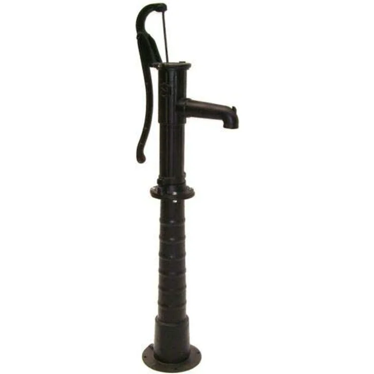 D&L Guss Handschwengelpumpe SCHWARZ, robuster Gusseisen Wasserpumpe mit Ständer, max. Ansaughöhe 7m, Rückschlagventil, 1-1/4" Sauganschluss – Bild 2