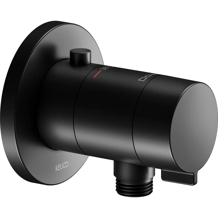Keuco IXMO solo UP, Thermostat-Brausemischer mit Schlauchanschluss, runde Rosette, schwarz matt