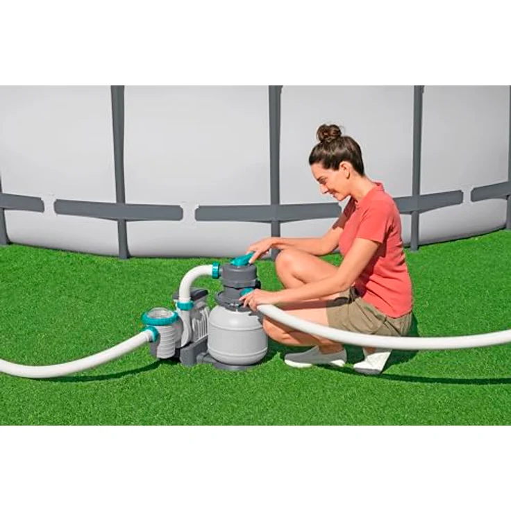 Bestway Sandfilteranlage 58515, Sandpumpe mit 6-Stufen-Regelventil und ChemConnect, für Pools bis 1600 l, 3028 l/h, korrosionsbeständig – Bild 2