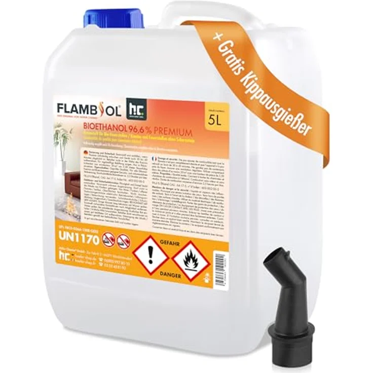 Höfer Chemie GmbH 1 x 5 Liter Bioethanol 96,6% Premium für Ethanol-Brenner oder Kamine – Bild 2