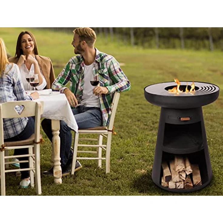 Purline Efp55R Holzkohlegrill mit runder Stahlplatte und Rost, 60cm Durchmesser, Cortenstahl, inkl. Schutzhülle, schwarz – Bild 9