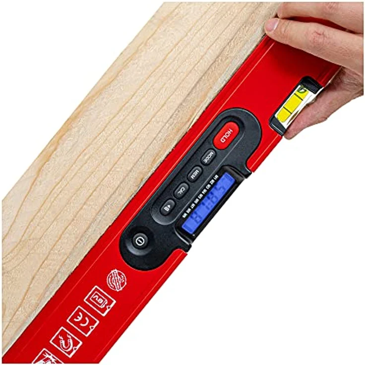 STIER Digitale Wasserwaage, SDW-1200 LCD-Display, ±0,2°, 120 cm, vertikal & horizontal einsetzbar, HOLD-Funktion – Bild 5