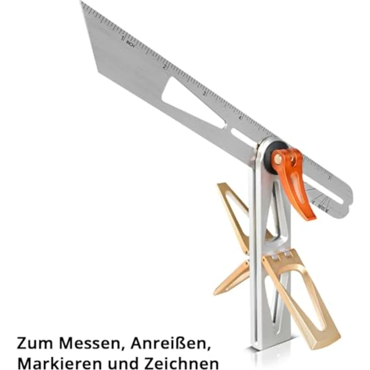 STAHLWERK Schmiege mit Anschlag, Kombiwinkel und Multifunktionswinkel aus robustem ABS-Kunststoff und Edelstahl, präzises Messen, Anreißen und Markieren – Bild 4