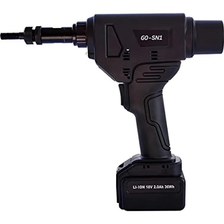 GOEBEL®- Akku Spreiz Blindnietmuttern Setzwerkzeug Setzgerät GO-SN1 Nietmutterngerät - M5 / M6 / M8 / M10 mm Blindnietmuttergerät mit bürstemlosem Motor 18V inkl. 2 Akku, Koffer Zubehör