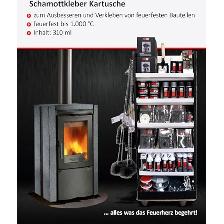 Firefix Schamottkleber, hitzbeständig bis 1000°C, 310 ml – Bild 3