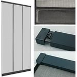 DILUMA | Insektenschutz Tür Vorhang 100x220 cm Anthrazit | Insektenvorhang mit Alu Klemmleiste | Ohne Bohren | mit Fiberglas Lamellen & Eingenähten Gewichten