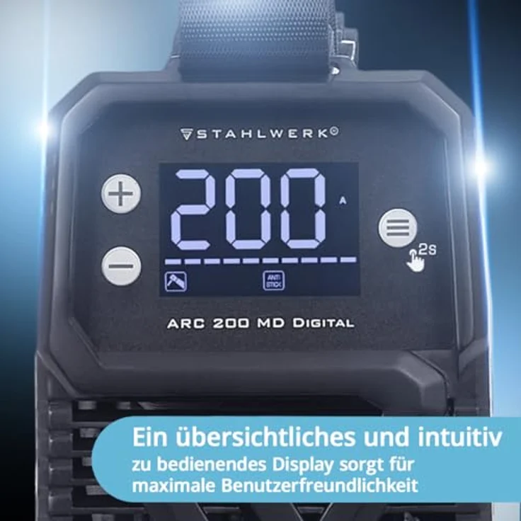 STAHLWERK ARC 200 MD Digital Inverter E Hand Schweißgerät 200 A MMA Lift TIG, kompakt und leicht mit automatischer Stromanpassung, IP21S Schutzart – Bild 7