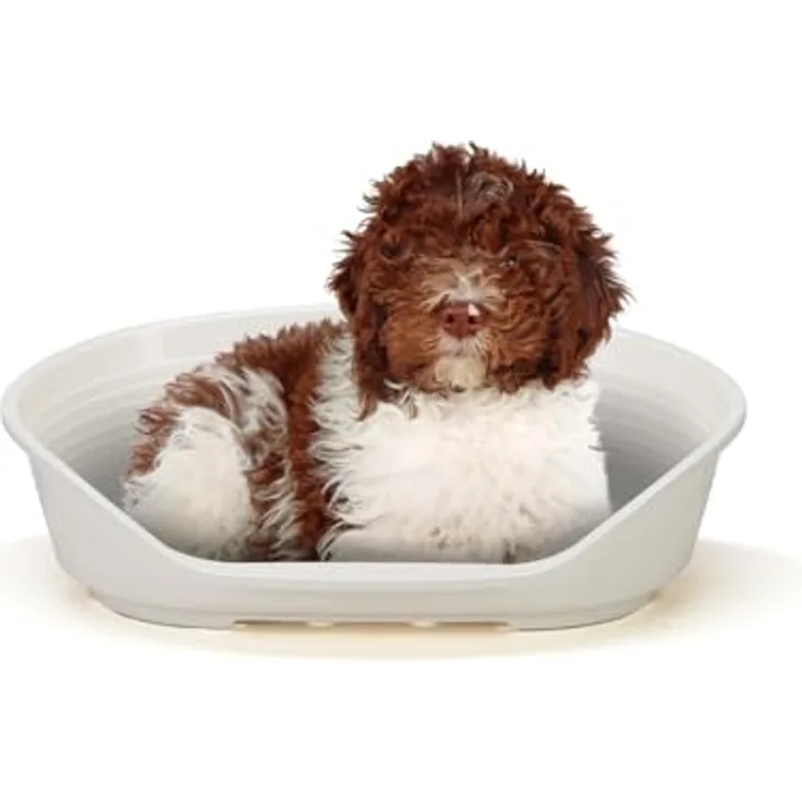 Ferplast Siesta Deluxe Hundebett, waschbar und atmungsaktiv, rutschfest, 74 x 48 x h 25 cm, Weiß