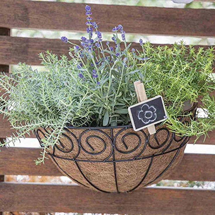 Siena Garden Wandampel Scroll schwarz mit Kokoseinlage 35 cm – Bild 2