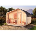 FinnTherm Fasssauna ScandiCube Wave Premium, 42 mm, Mit Zwischenwand, bronzierte Fensterfront - Preisvergleich