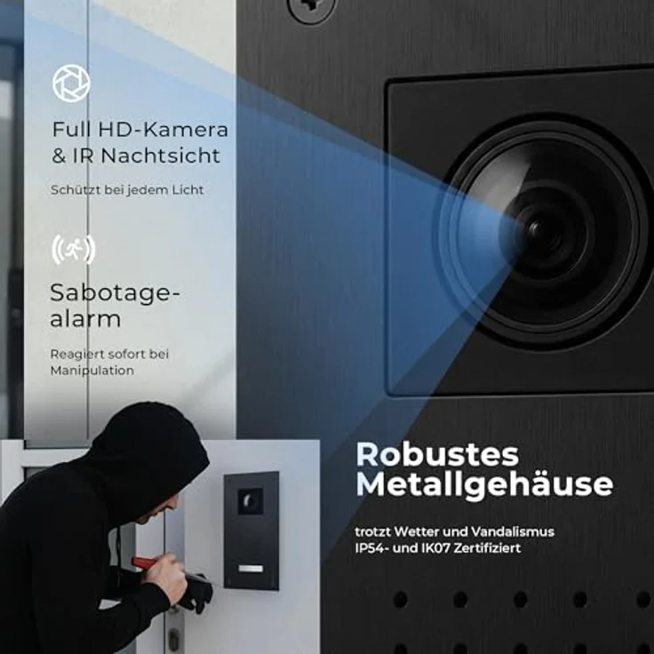 Balter Video-Türsprechanlage ENTRI-L-SET-BLACK-2M, 2-tlg. Komplettset mit 7 Zoll HD Touchscreen, Smartphone App, schwarz – Bild 7