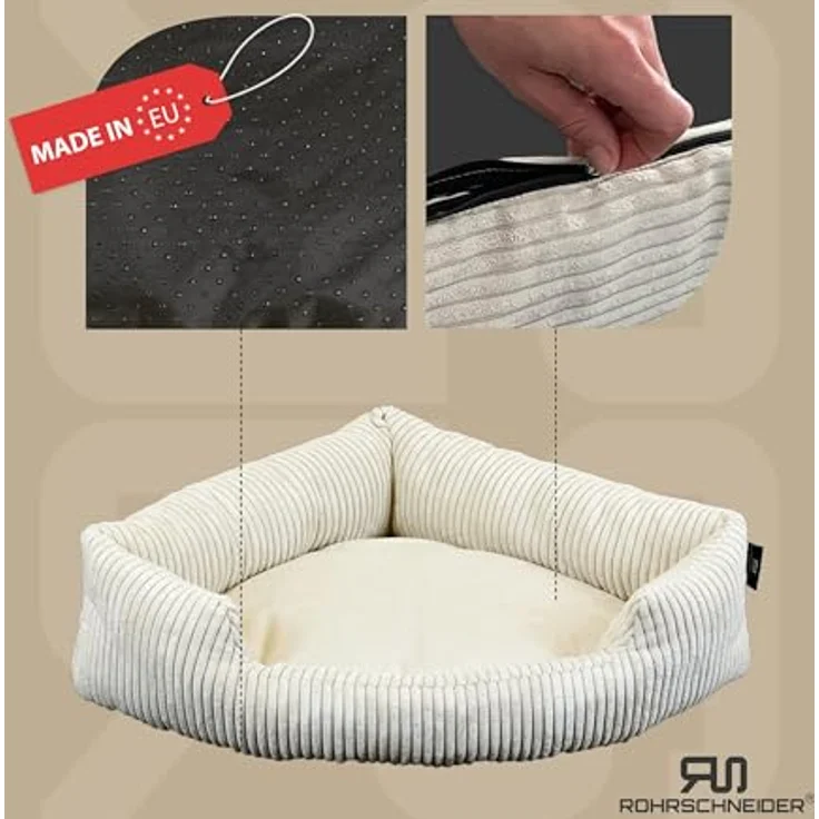 Rohrschneider® XXL Eck-Hundebett für große Hunde | Weiche Hundedecke für Ecke aus Cord | Großes Hundebett für große Hunde oder 2 Hunde| Hundekissen Cord in grossen Größen (1 45x63cm) – Bild 2