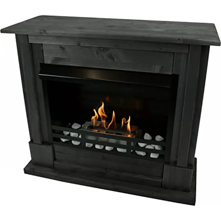 Kaminbau Mierzwa Gel und Ethanol Kamin Modell Emily Deluxe inkl. Edelstahl Brenner Schwarz, Made in Germany, Gratis Kaminzubehör