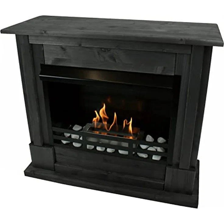 Kaminbau Mierzwa Gel und Ethanol Kamin Modell Emily Deluxe inkl. Edelstahl Brenner Schwarz, Made in Germany, Gratis Kaminzubehör – Bild 1